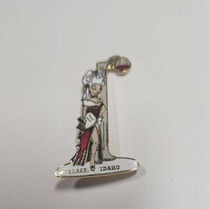 Vintage Wallace Idaho Red Light Street Lamppost Lady Enamel Lapel Pin Souvenir